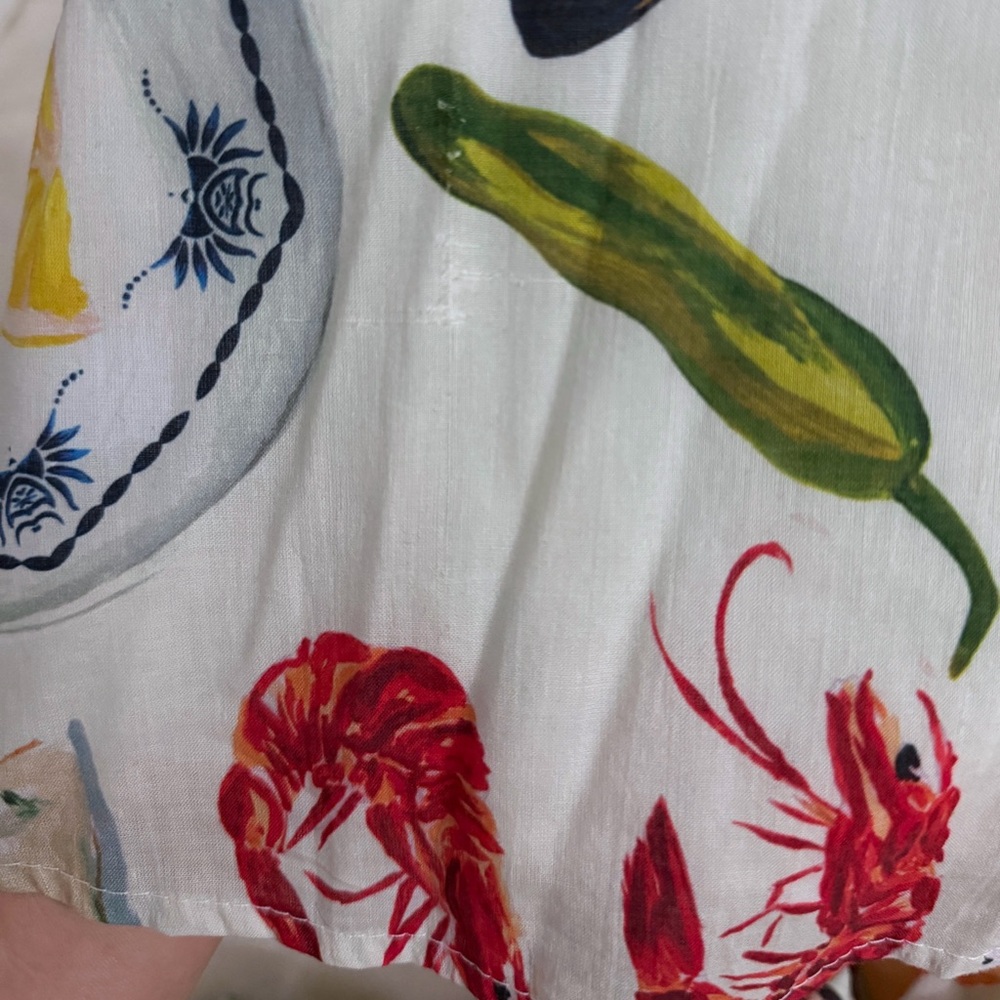 Lisa Says Gah Grace Food Print Midi Dress Tapas Ivory Lemon Olive Fruit S - Picture 16 of 16